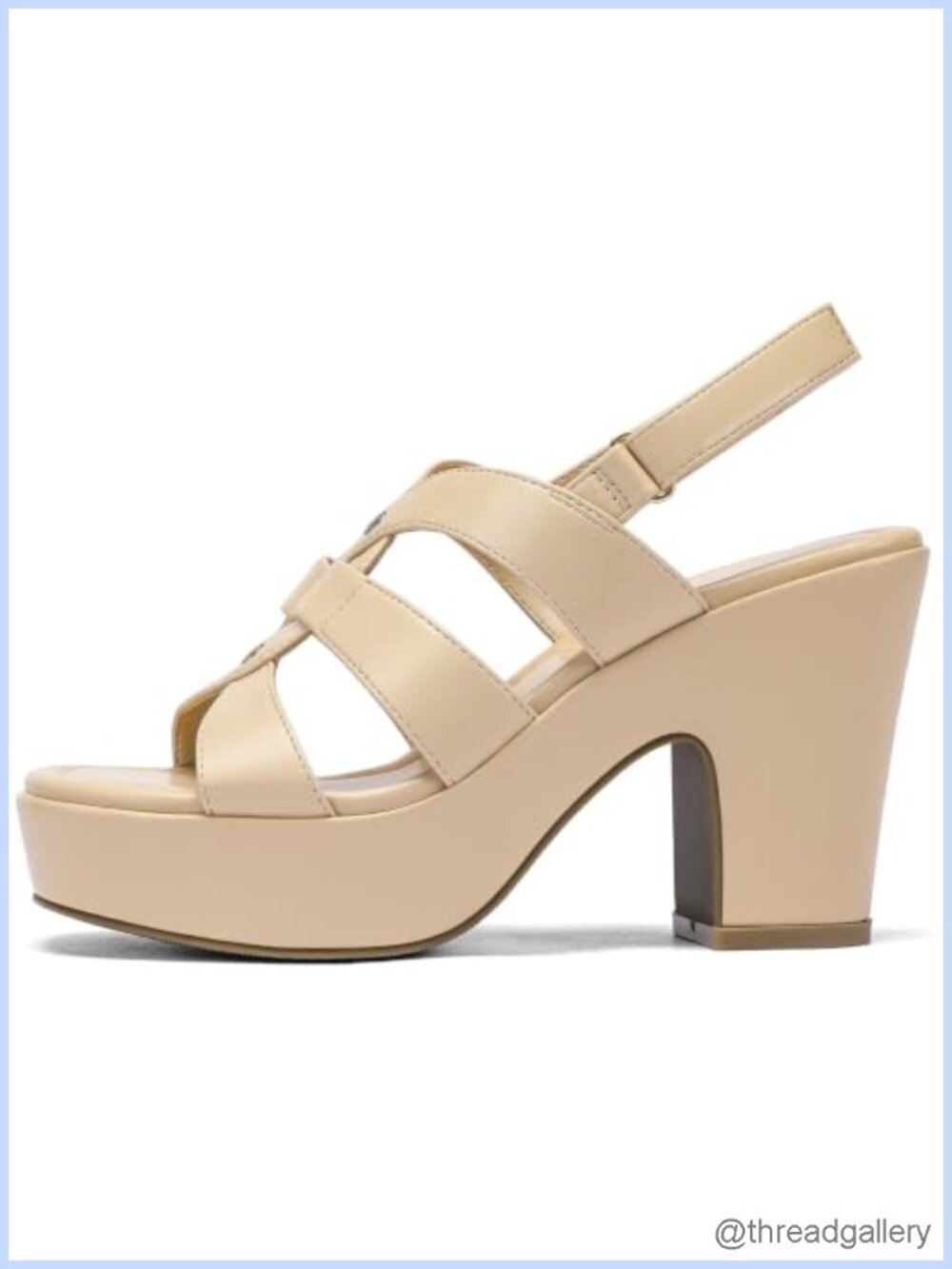 DOBOLIN Chunky Platform High Heels 4 Inch Block Heeled Sandals Faux Leather
